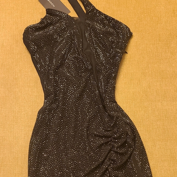 Black Rhinestone Mini Dress - Picture 4 of 7